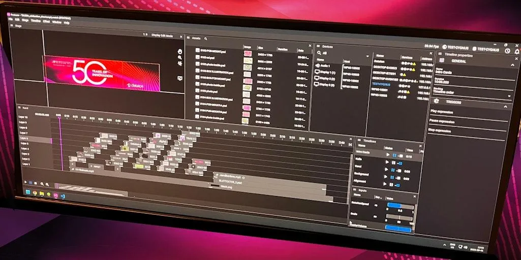 Media server timeline programming on a monitor